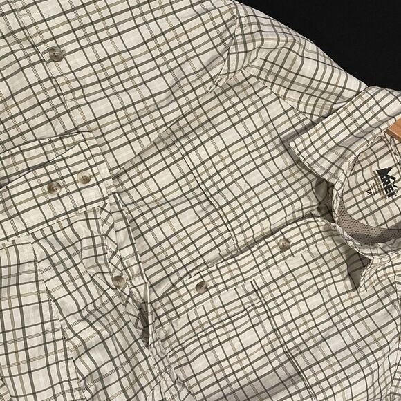 ~ REI Medium Button-Up Hiking Shirt mens brown gray quick dry tech vent stretch~ - Picture 12 of 16